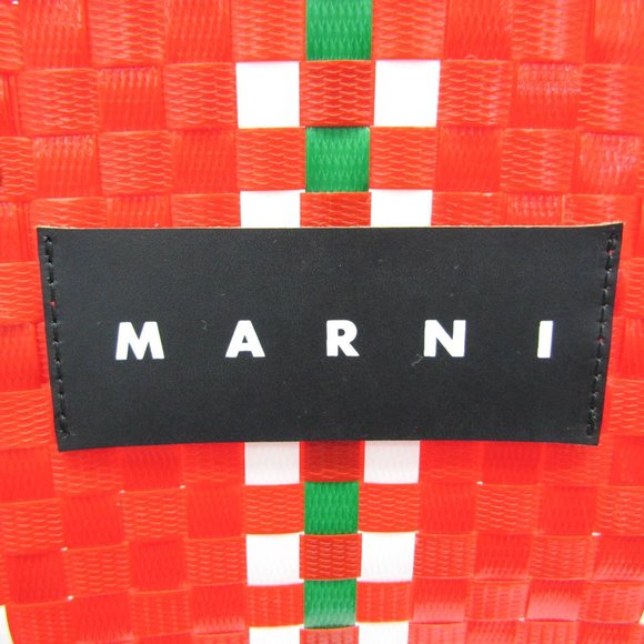 Marni Flower Cafe Basket Bag Women's Polypropylene Handbag Multi-color,Red Color - Picture 8 of 9